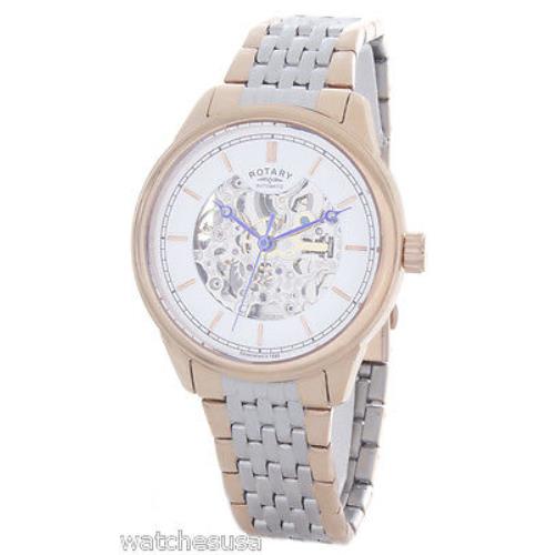 Rotary Men`s Automatic Skeletonized White Dial Steel Bracelet Watch GB00161/02