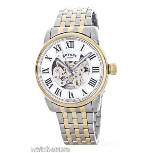 Rotary Mens Skeletonize White Dial Stainless Steel Bracelet Watch GB00401/21