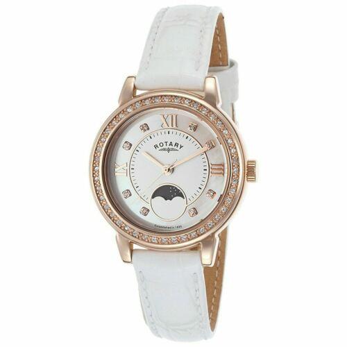 Rotary LS00164/41 Women`s Crystal Accented White Mop Dial Leather Watch