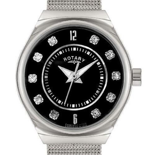 Rotary LB00033/AIR Black Dial Stainless Steel Women`s Watch
