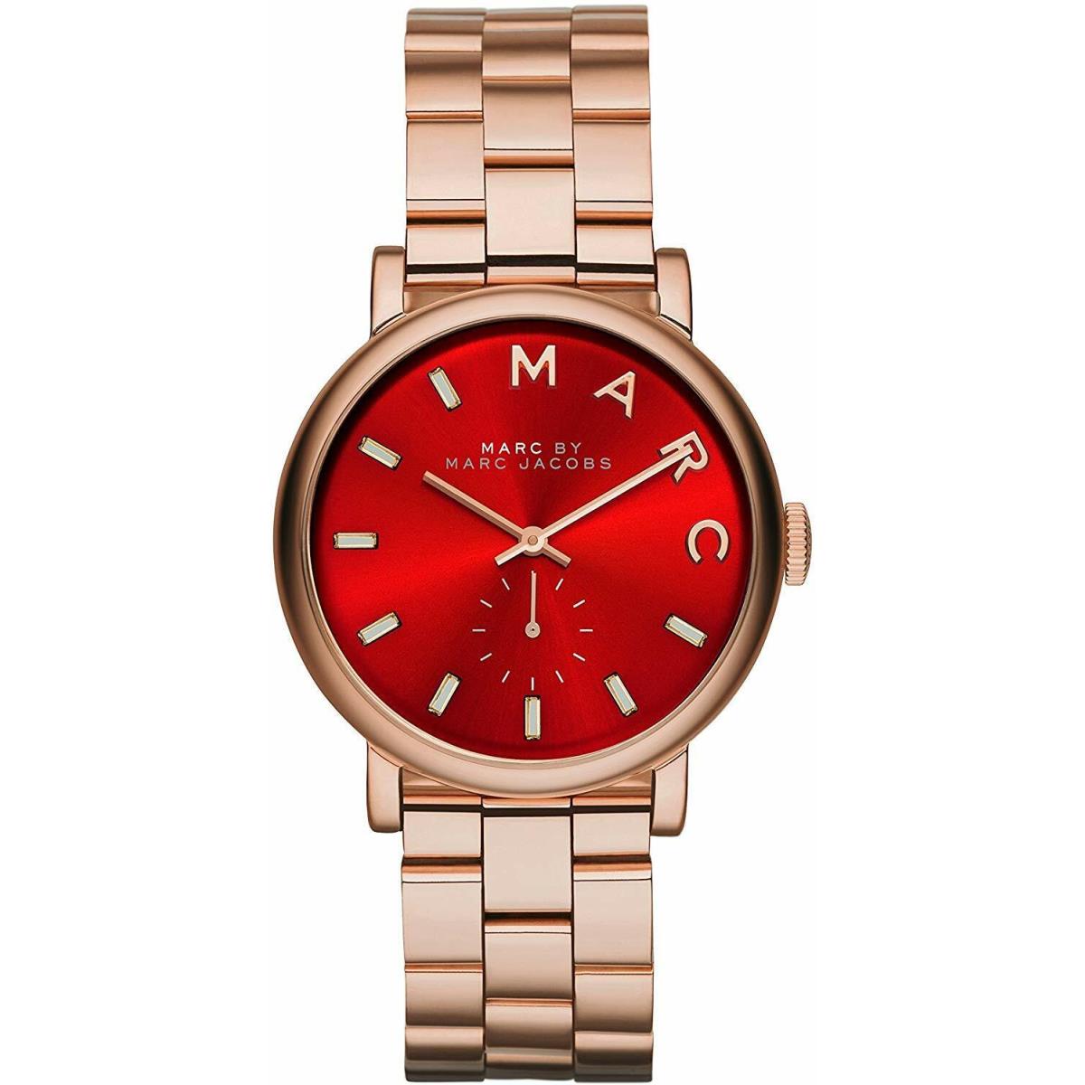 Marc by Marc Jacobs Red Dial Rose Gold-tone Steel Ladies Watch MBM3344