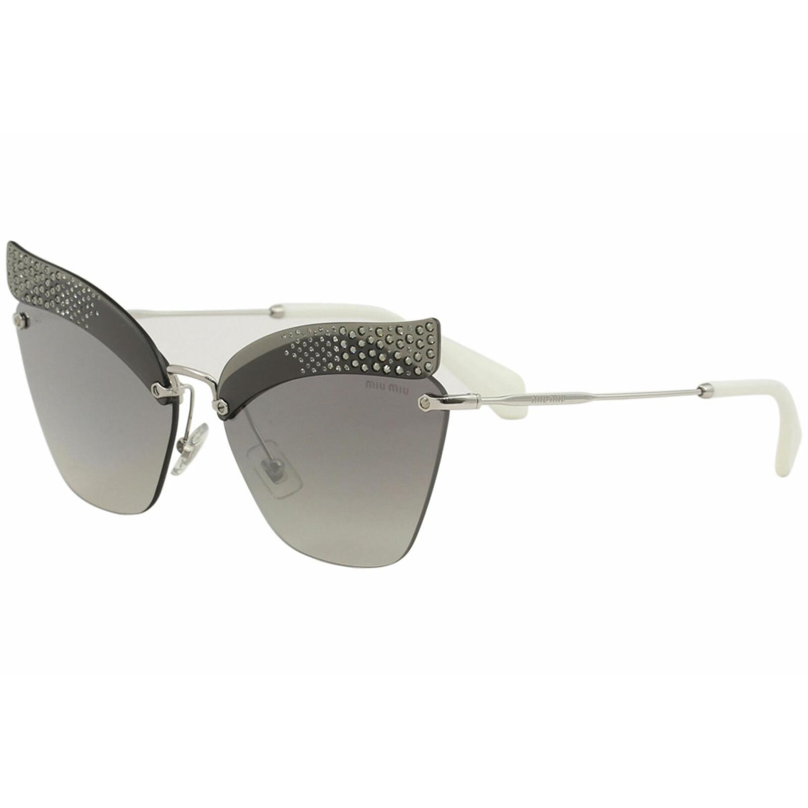 Miu Miu Noir MU56TS KJH5O0 Silver Grey Crystal Embellished Women`s Sunglasses