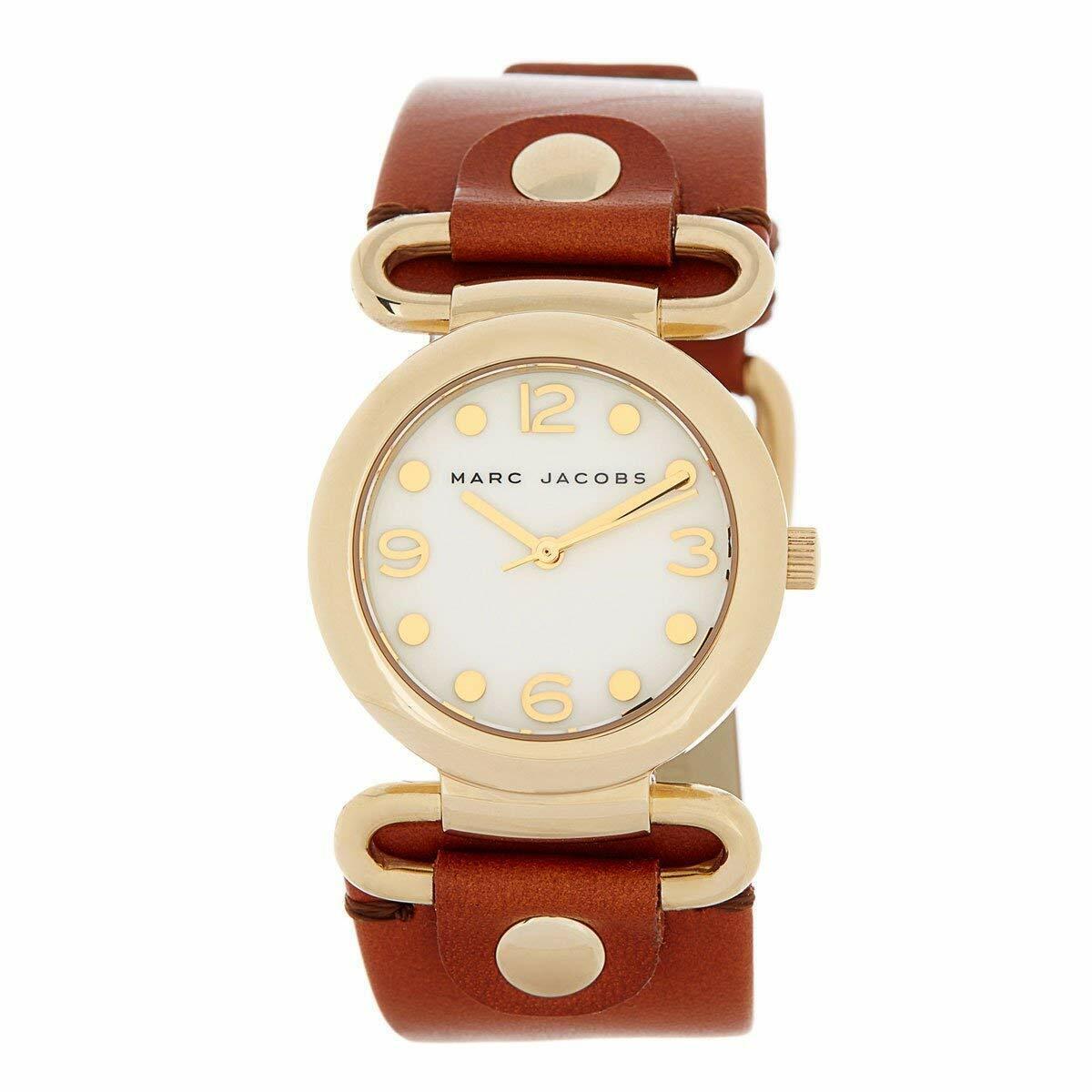 Marc Jacobs Molly White Dial Brown Leather Ladies Watch MBM8521
