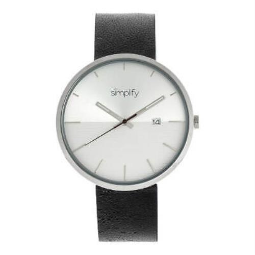 Simplify The 6400 Leather-band Watch W/date - Silver