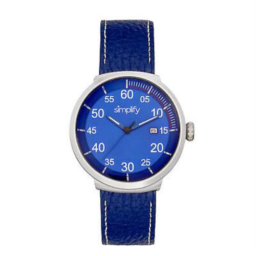 Simplify The 7100 Leather-band Watch W/date - Blue