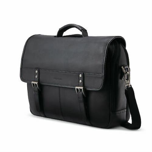 Samsonite Classic Leather Flapover Briefcase Black 126040-1041