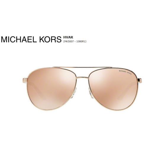 Michael Kors MK5007 1080R1 White Aviator Pink Rose Gold Mirror Sunglasses