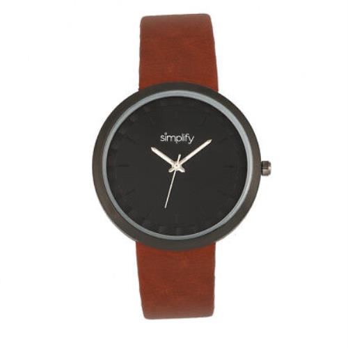 Simplify 6000 Men`s Minimalist Light Brown Leather Black Watch SIM6005