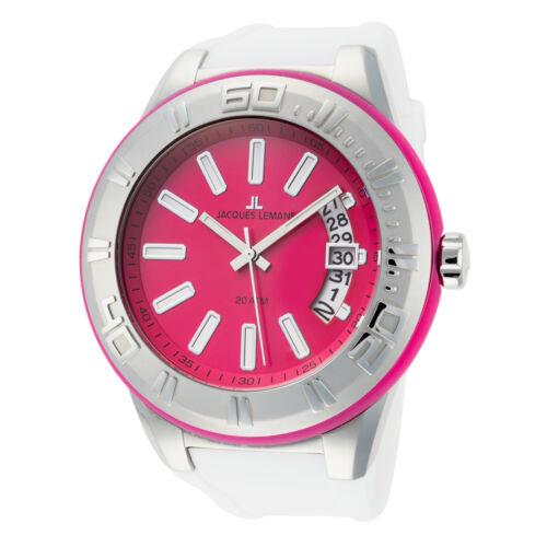 Jacques Lemans Unisex Miami 50mm Pink Dial Silicone Watch