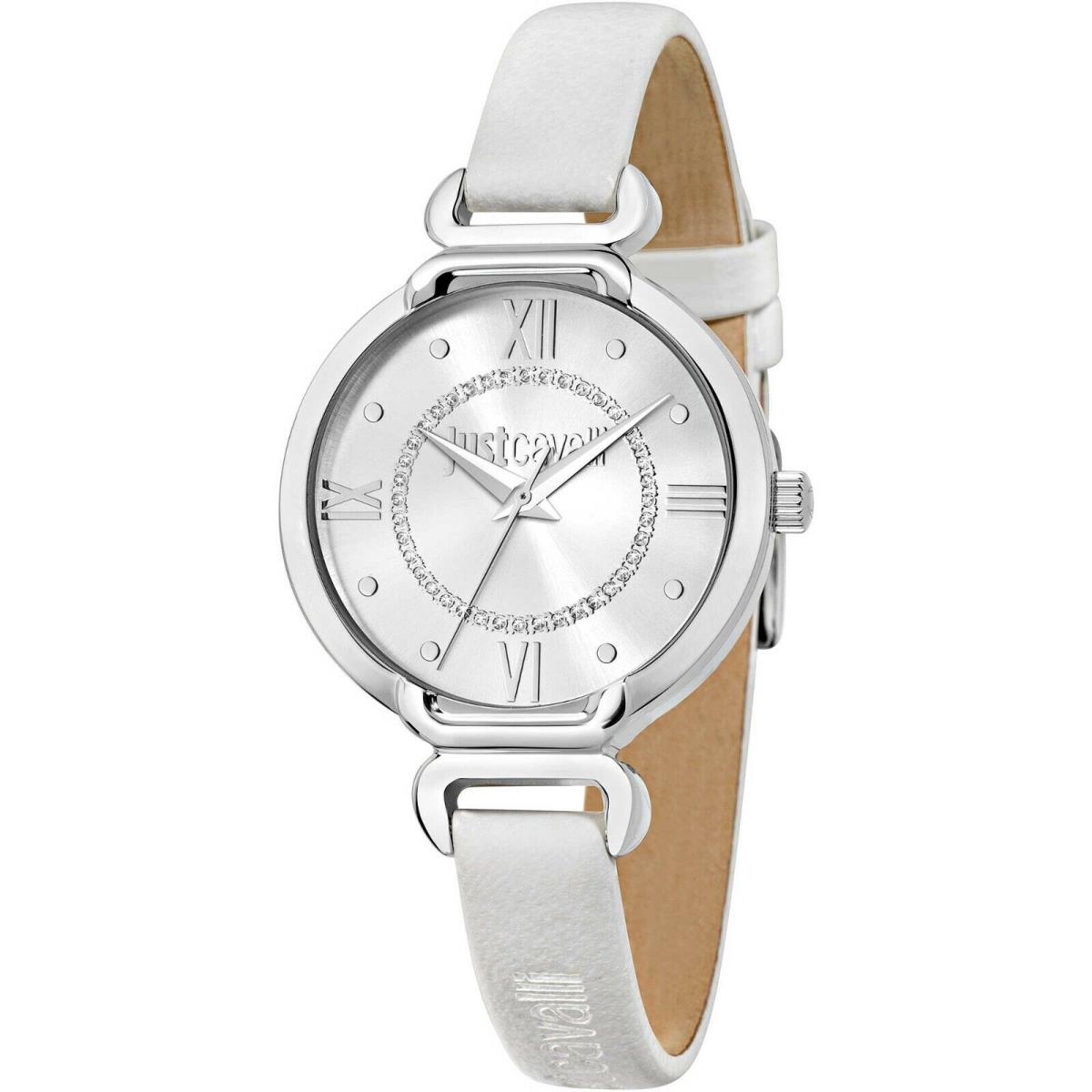 Just Cavalli Hook J 32mm 3H W/ Silver Dial White