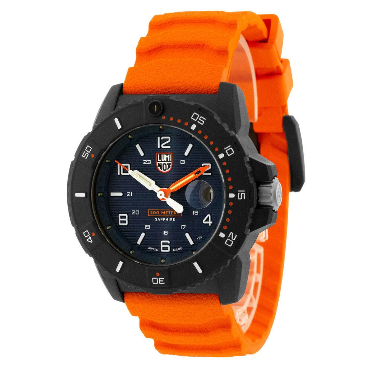 Luminox Navy Seal 45MM Blue Dial Orange Strap Men`s Watch XS.3603