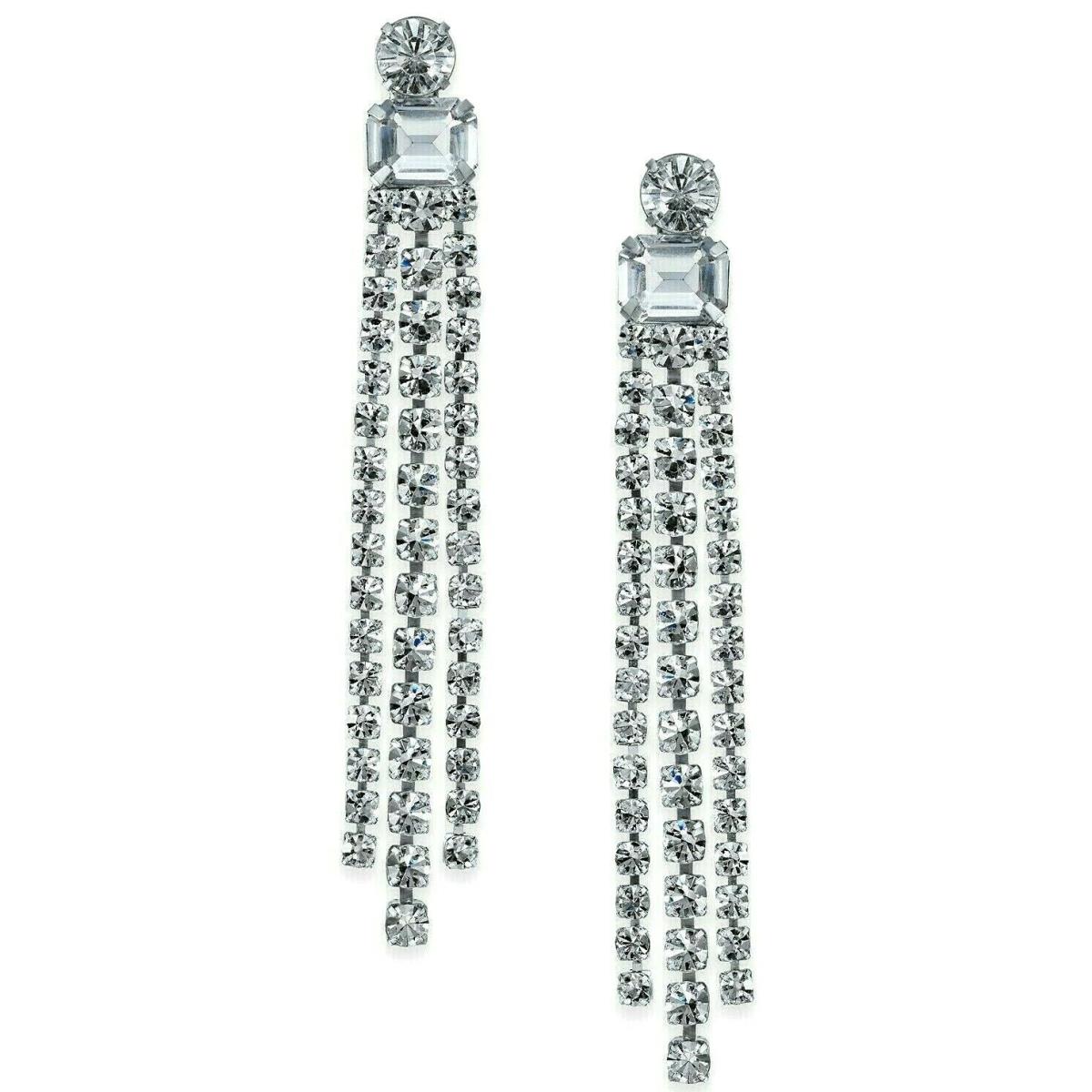 Kate Spade York Glitzville Earrings 3 Crystal Fringe Chandelier Dangle Drop
