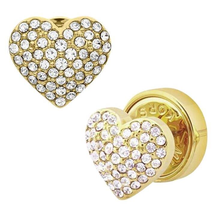 Michael Kors Gold Tone Heart Pave Crystals Stud EARRINGS-MKJ3025