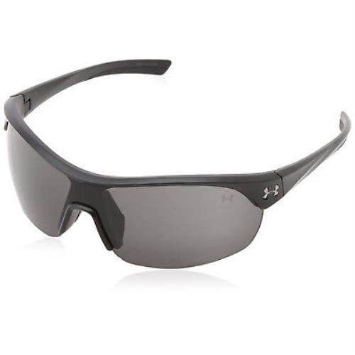 Under Armour UA Marbella Shield Sunglasses Satin Black Frame Gray Lenses