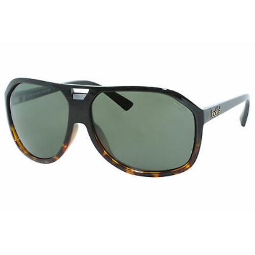 Bolle Baron 12617 Sunglasses Men`s Shiny Black-tortoise/hd Green Polarized Lens