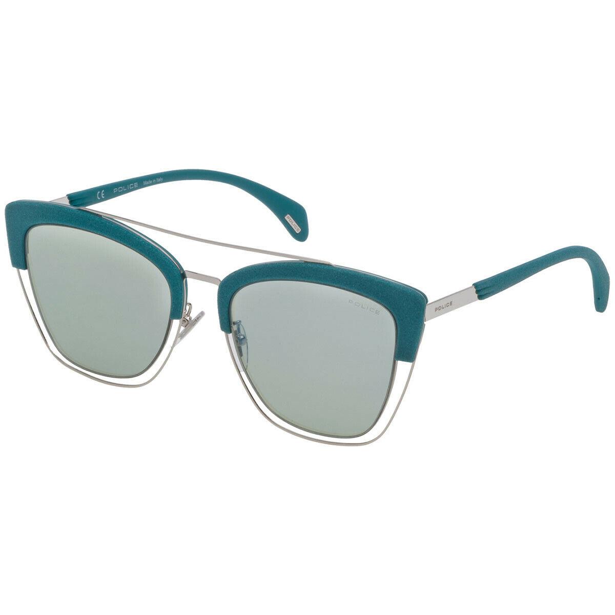 Police Sunglasses Sparkle 6 SPL618 579X Shiny Palladium /green 54 mm