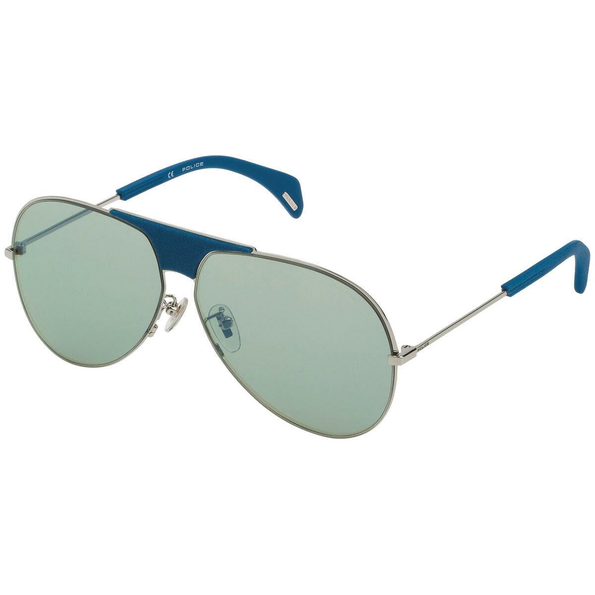 Police Sunglasses Sparkle 10 SPL740 579B Shiny Palladium/green 62 mm