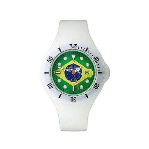 Toywatch Jelly Flag Brazil Only Time Plasteramic White Silicon Watch JYF05BR