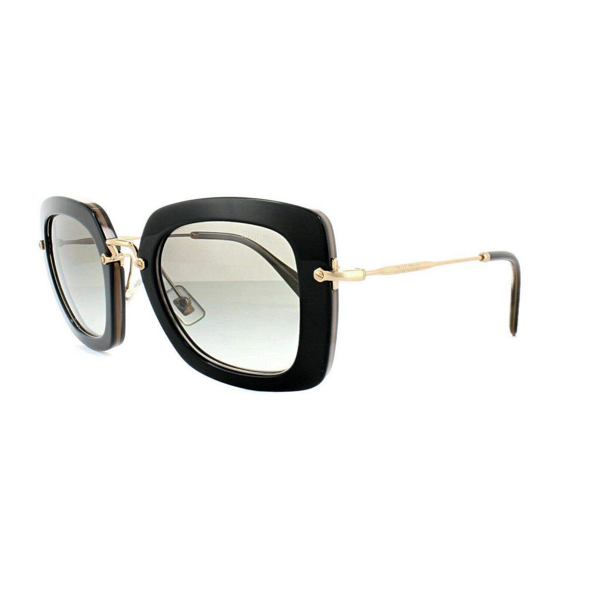Miu Miu Sunglasses MU07OS KAY0A7 52 Sunglasses in Black Gray Lens Opal Square