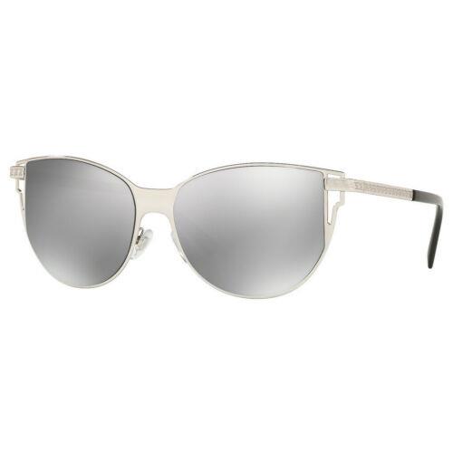 Versace Cat-eye Sunglasses VE2211 1000/6G Silver / Light Grey Mirror Silver 80