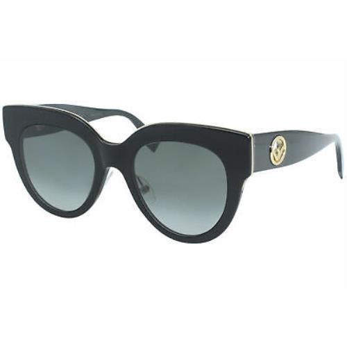 Fendi 0360/G/S 8079O Sunglasses Women`s Black/dark Grey Gradient Lens Round 51mm
