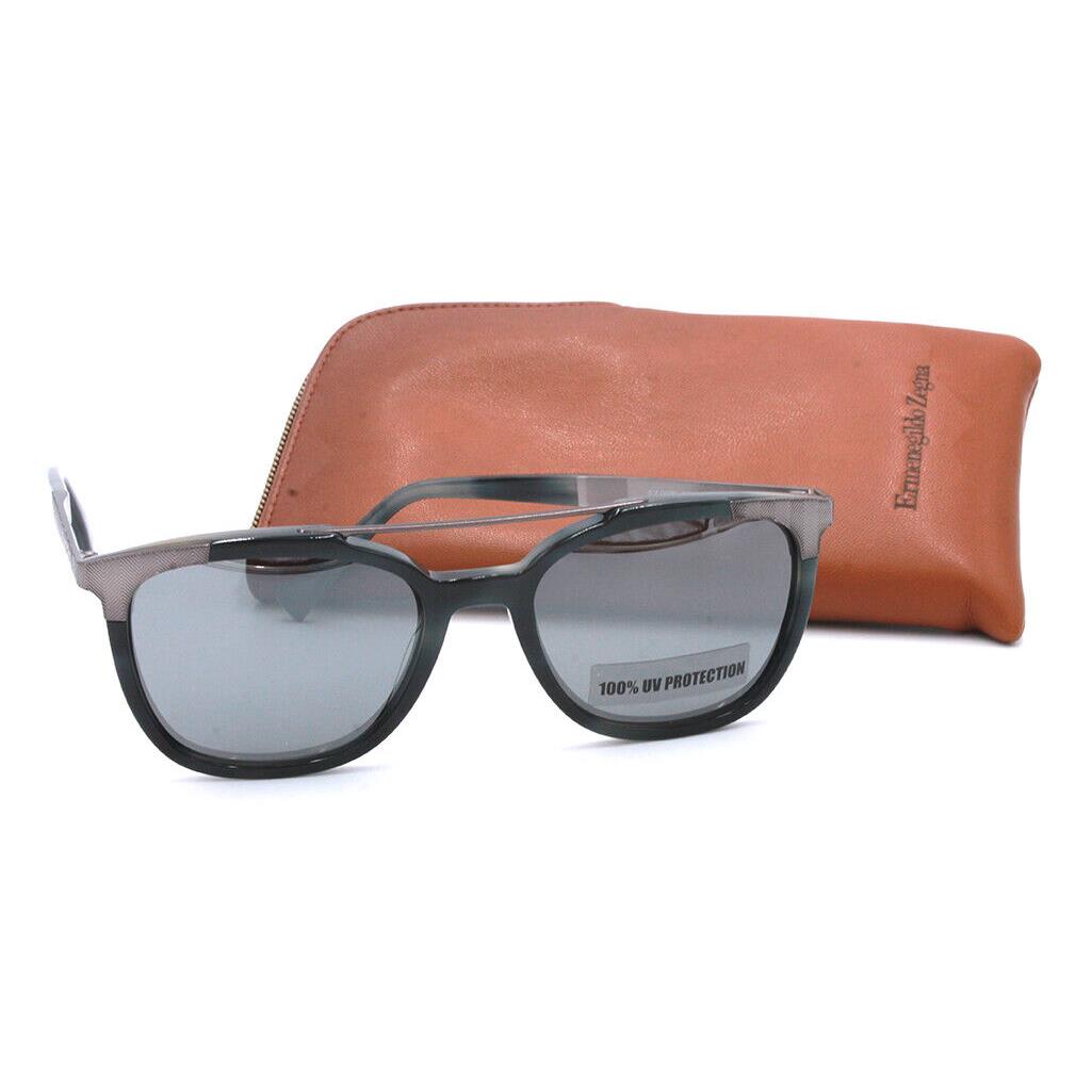 Ermenegildo Zegna EZ 0073 56C Black Silver Sunglasses w/ Gray Zeiss Lenses