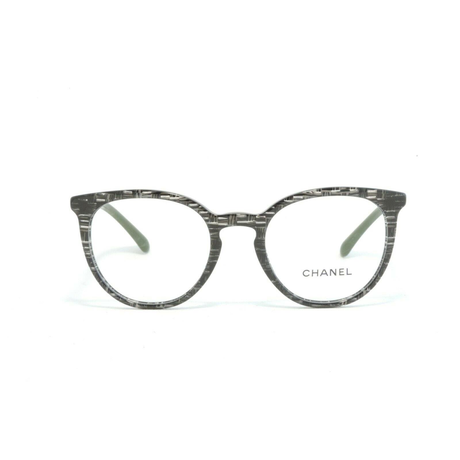 Chanel 3376-H Full Rim Acetate Eyeglass Frames C1636 Black Glitter 48-19-140