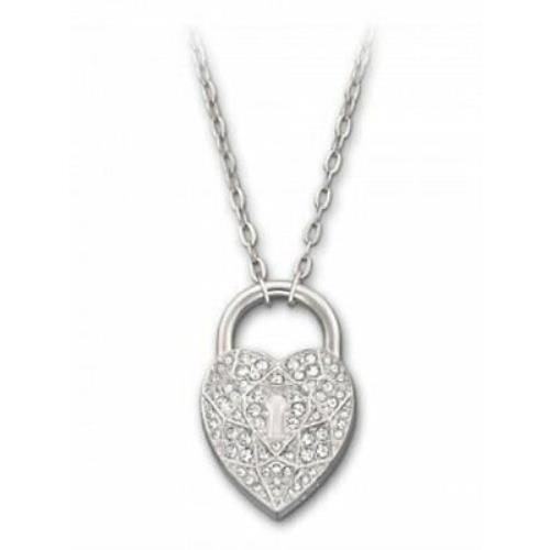 Swarovski Surely Heart Lock Silver Size 15.5 Inches Pendant Necklace 1179013