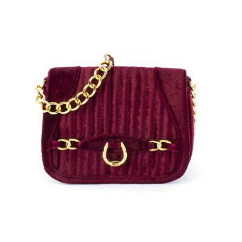 Ralph Lauren Merlot Velvet Gold Chain Strap Crossbody Bag - 452830