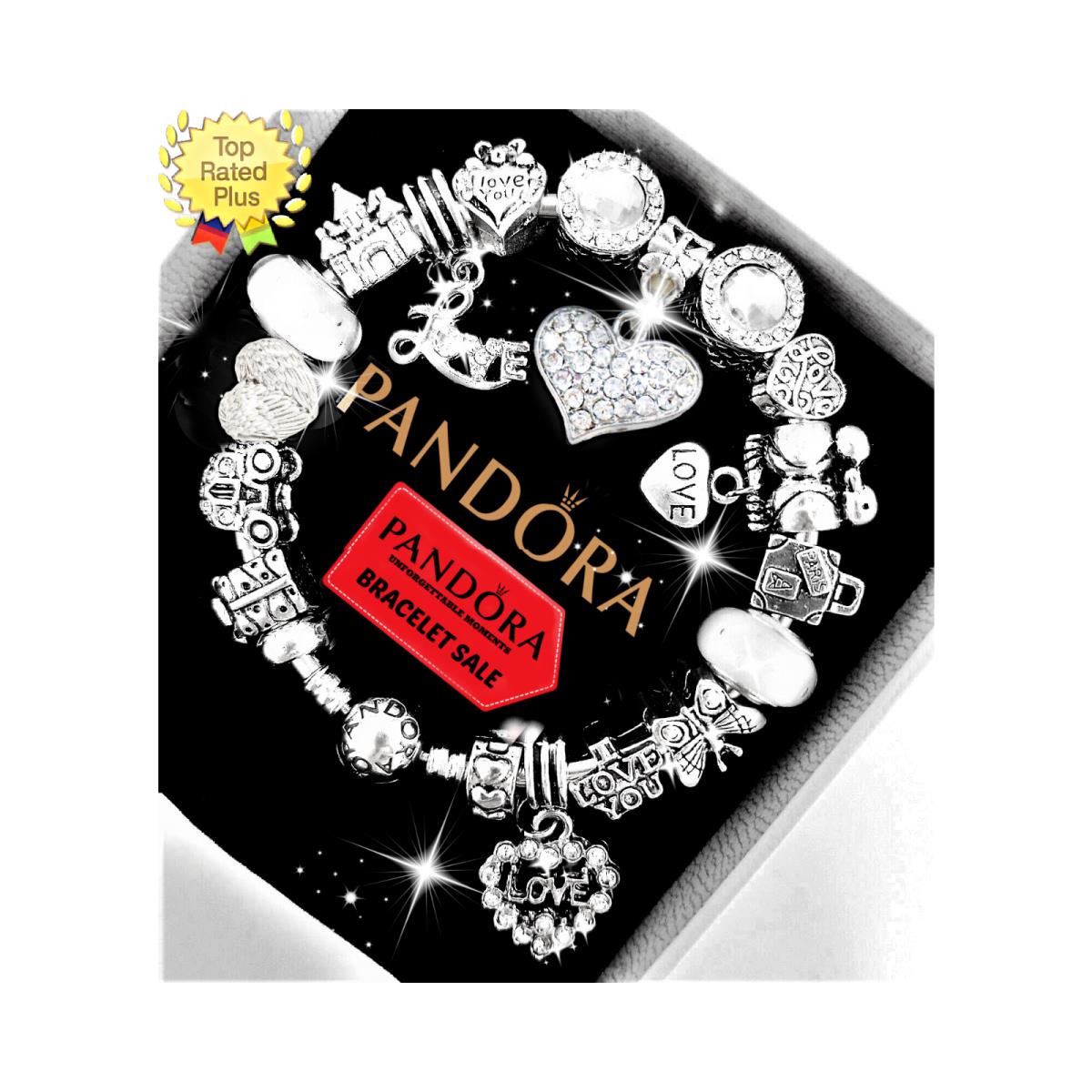 Pandora Bracelet with Love Theme Charms