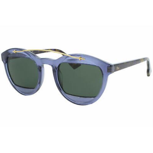 Christian Dior DiorMania1 889QT Sunglasses Women`s Soft Blue-havana/green Lenses