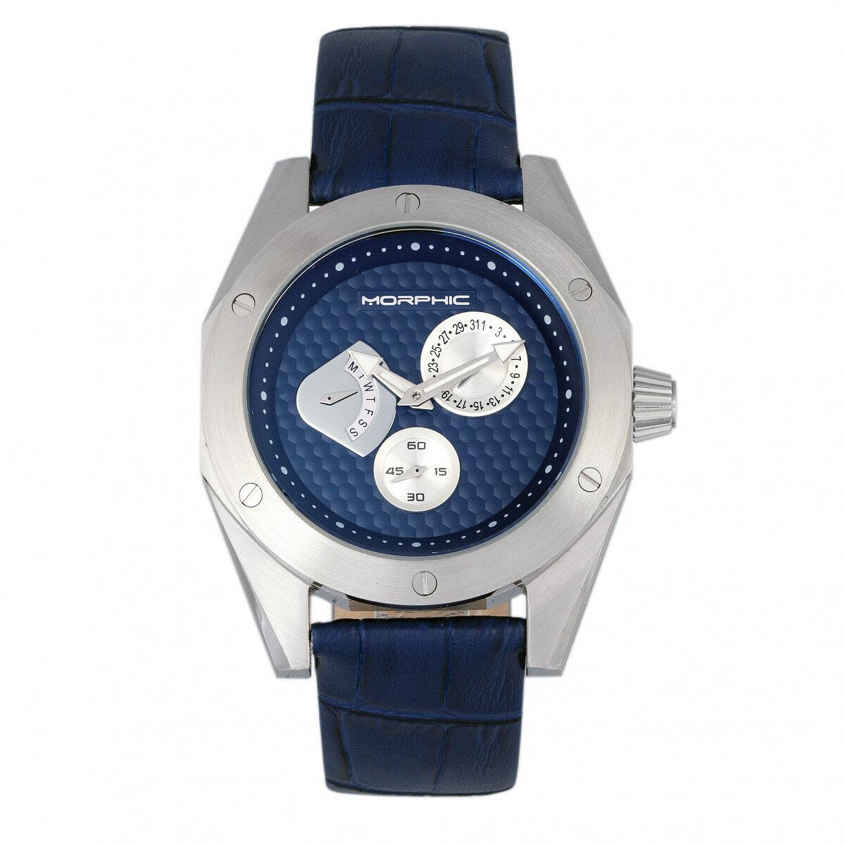Morphic M46 Series Navy Dial Navy Leather Strap Men`s Watch 4603
