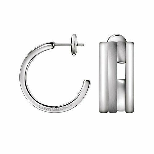 Calvin Klein Jewelry Logo Earring Silver Modern Geometric with Box