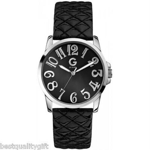 G BY Guess Black Quilted Patent Leather+silver Tone Whimsical Watch G59024L2