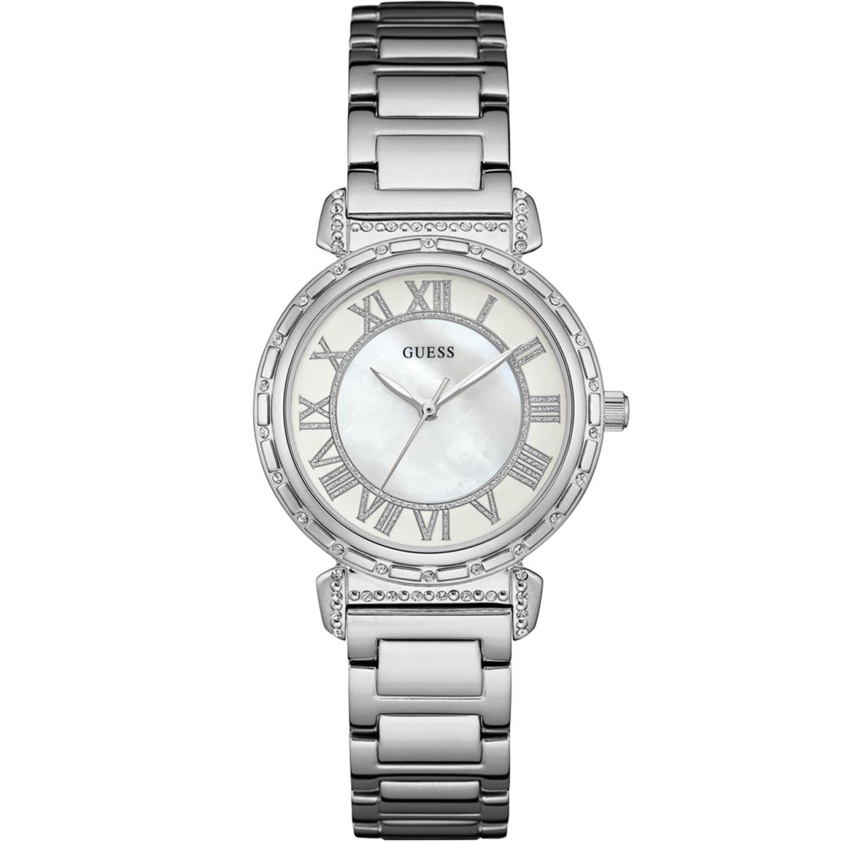 Guess W0831L1 Ladies Stainless Steel Silver-tone Date Crystal-accented Bezel WR