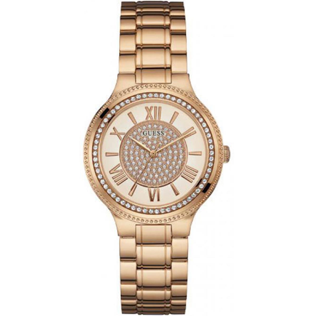 Guess W0637L3 Ladies Dress Stainless Steel Rose-tone Crystal Accented Bezel
