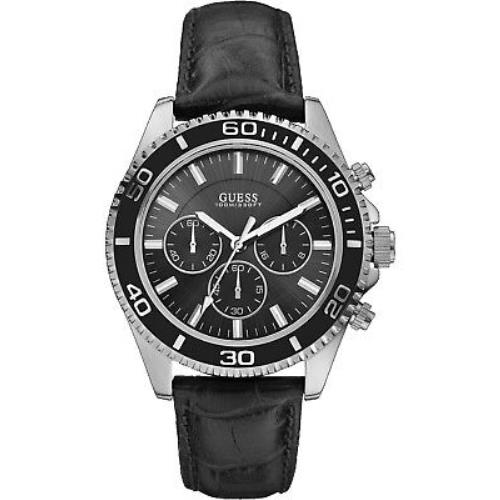 Guess W0171G1 Men Chronograph Stainless Steel Case Leather Screw Crown 100m WR