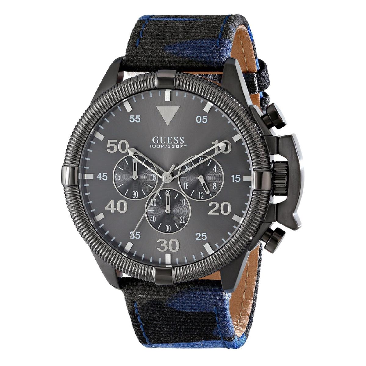 Guess W0480G3 Men`s Chronograph Stainless Case Leather Screw Crown 100m WR