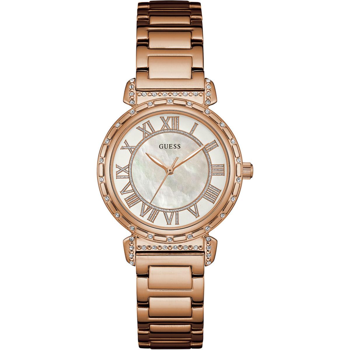Guess W0831L2 Ladies Stainless Steel Rose-tone Date Crystal-accented Bezel WR