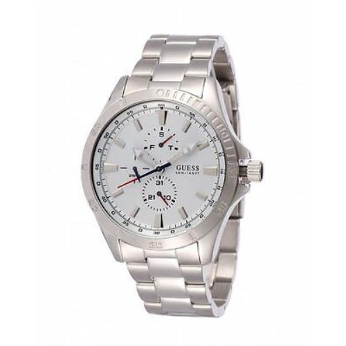New-guess Stainless Steel Silver Tone White Dial Men WATCH-W11612G1