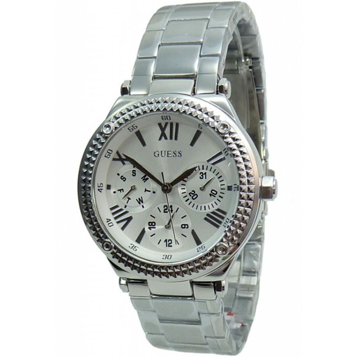 Guess W0331L1 Ladies Multi-functions Silver-tone Case Accented Bezel 50m WR
