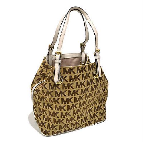 Michael Kors Womens Handbag Grab Pocket Bag Mk Logo Purse Canvas Casual