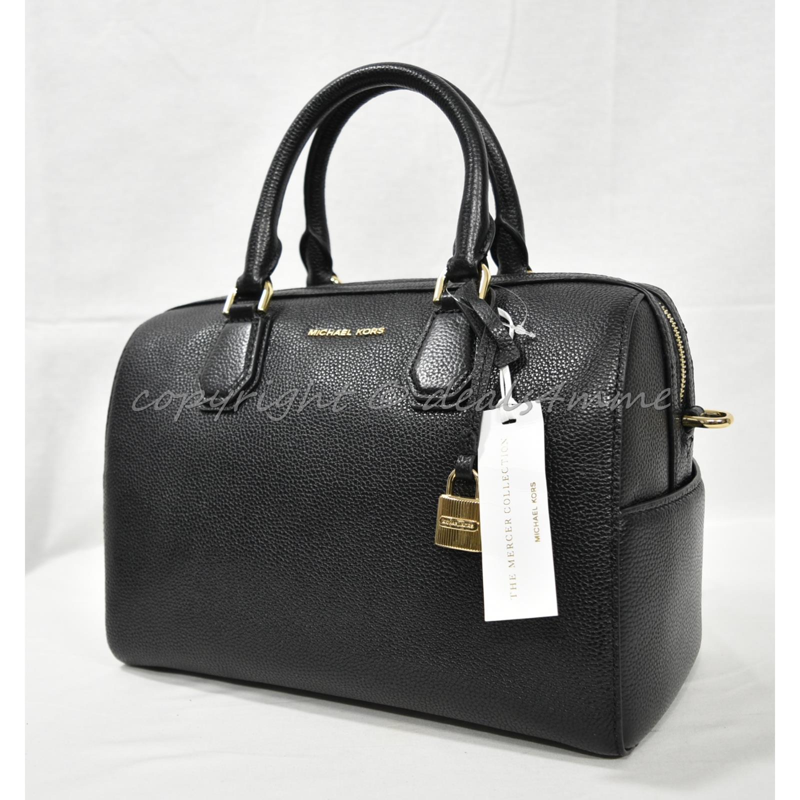 michael kors mercer medium leather duffle bag black