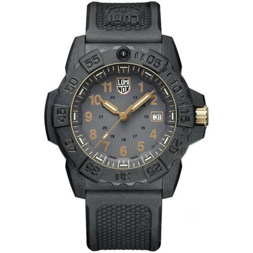 Luminox Men`s Watch Navy Seal Quartz Black Dial Rubber Strap 3508.Gold