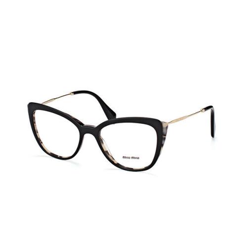 Miu Miu Eyeglasses MU 02QV Rok 1O1 Black White Havana 51-17-140 30