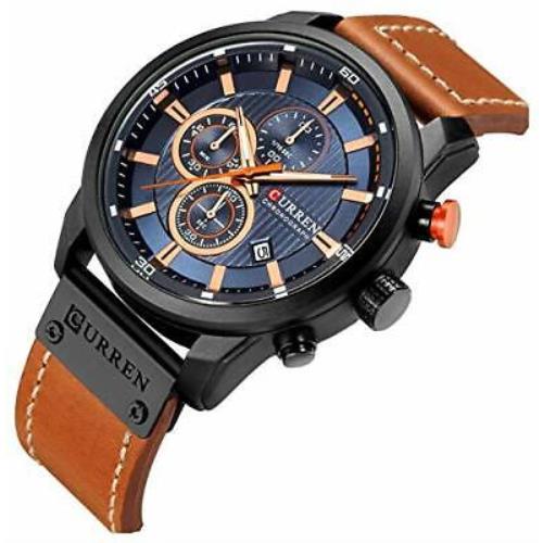 Fanmis Men`s Leather Strap Classic Watch Waterproof Analog Quartz Watch Brown Black