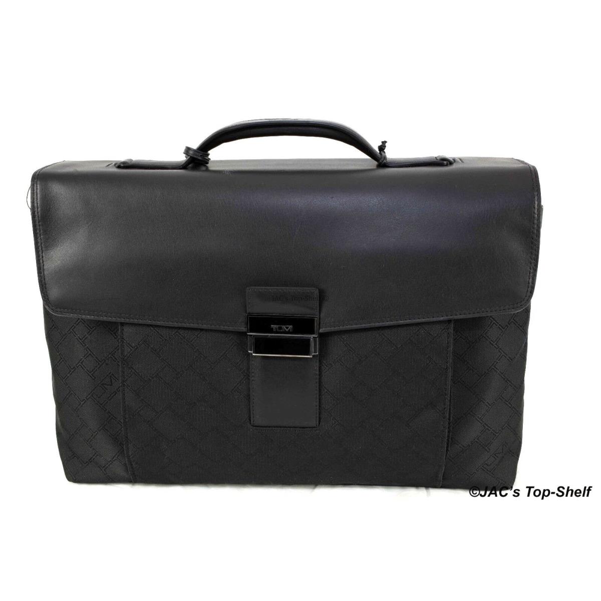 Tumi Ticon Slim Flap Brief Briefcase Black Leather Nylon 32602OBT