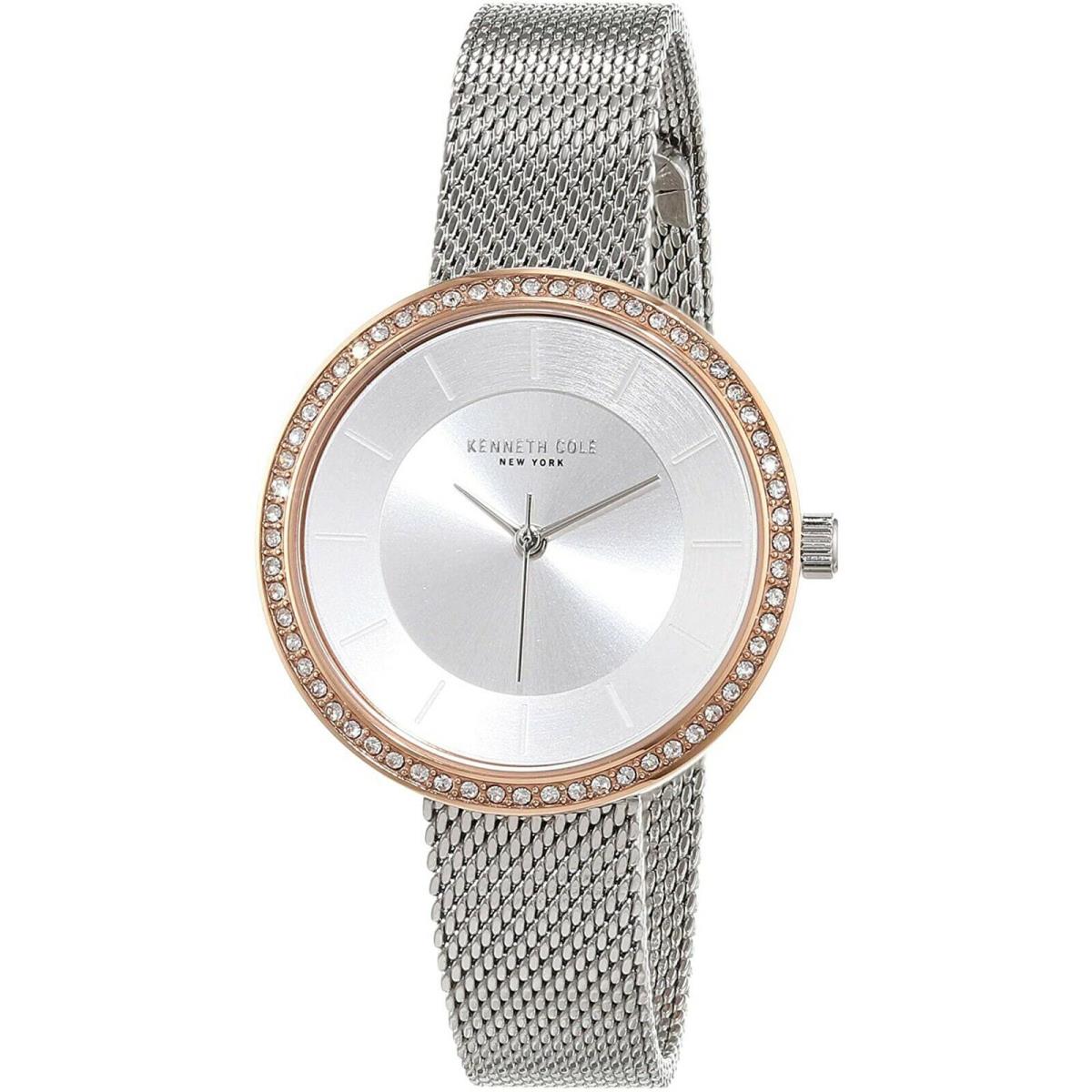 Kenneth Cole KC50198001 Ladies Dress Rose Gold-tone Crystal Accented Bezel 30m