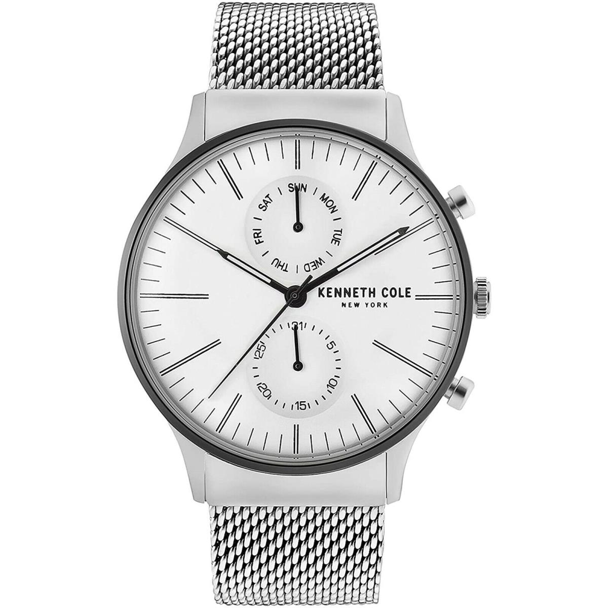 Kenneth Cole KC50585008 Men Multi-function Stainless Silver-tone White Dial 30m