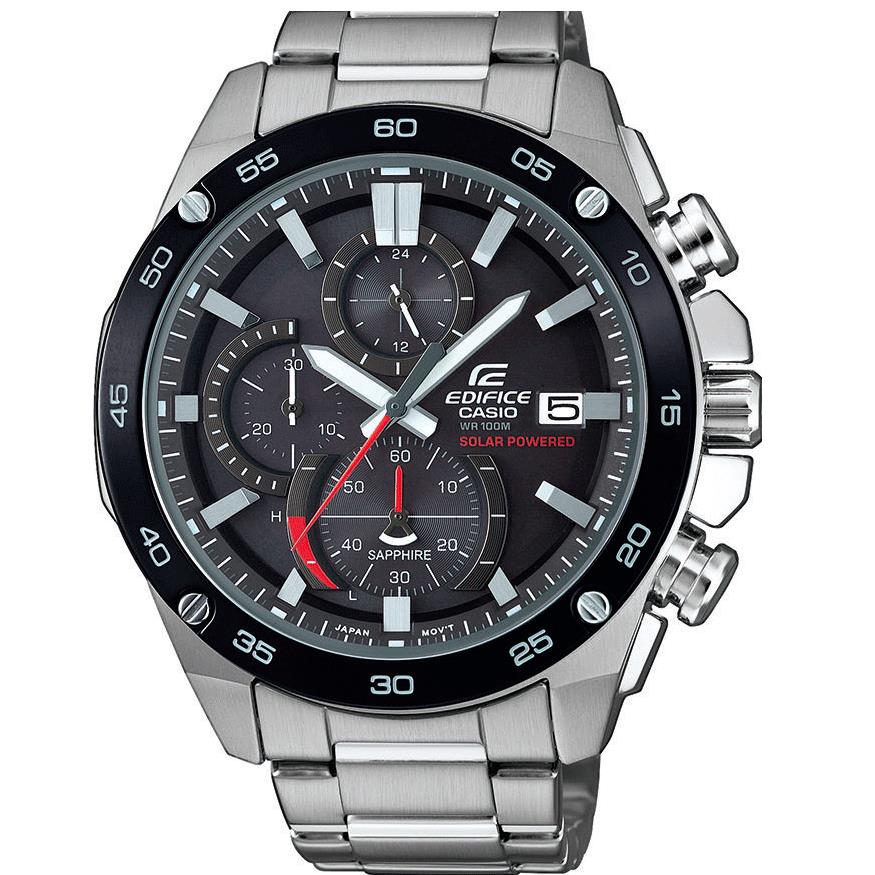 Casio Men`s Edifice Solar Chrono Date Stainless Steel Watch EFS-S500DB-1AV